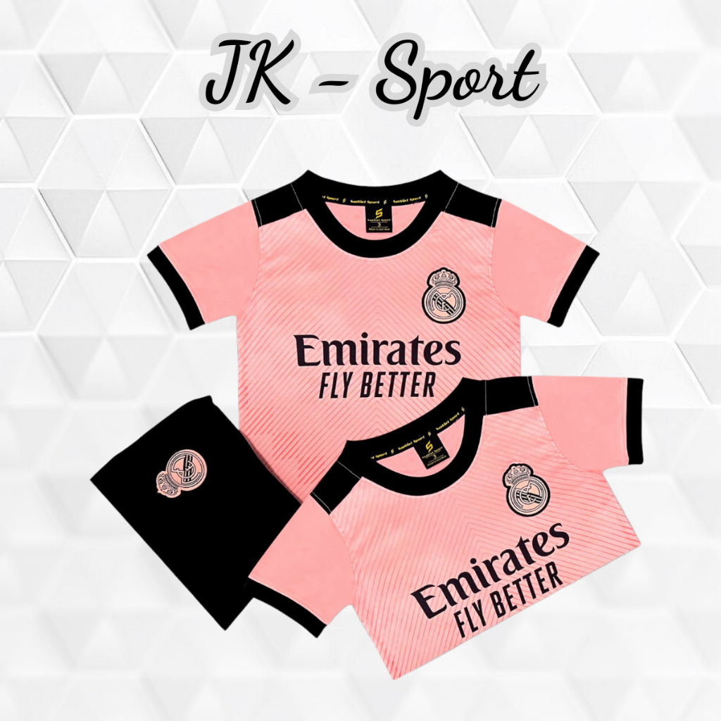 Bộ quần áo đá bóng Trẻ Em Real ( HỒNG ) - Thun Lạnh Cao Cấp - JKSport