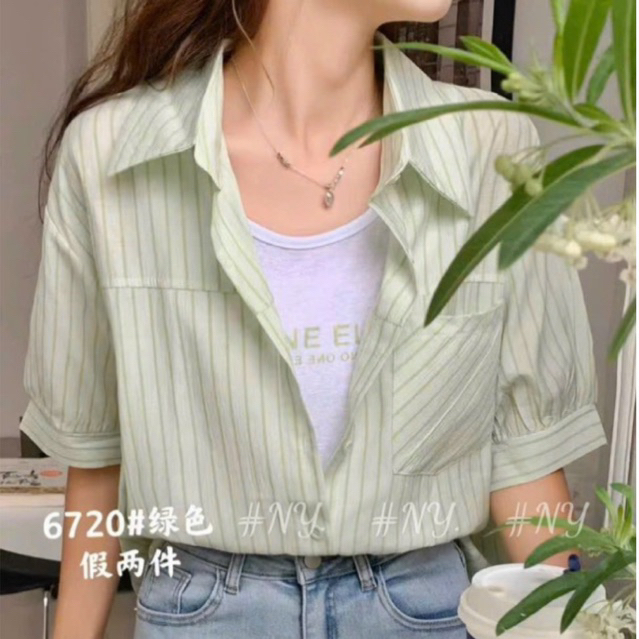 Áo sơ mi kẻ thụng tay lỡ hàng Qc