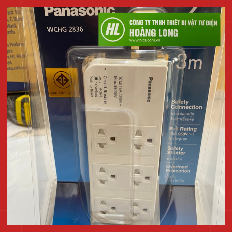 Ổ cắm có dây Panasonic 5 Ổ - , 3 ổ - , 6 Ổ -  / 3500W, Chính hãng.