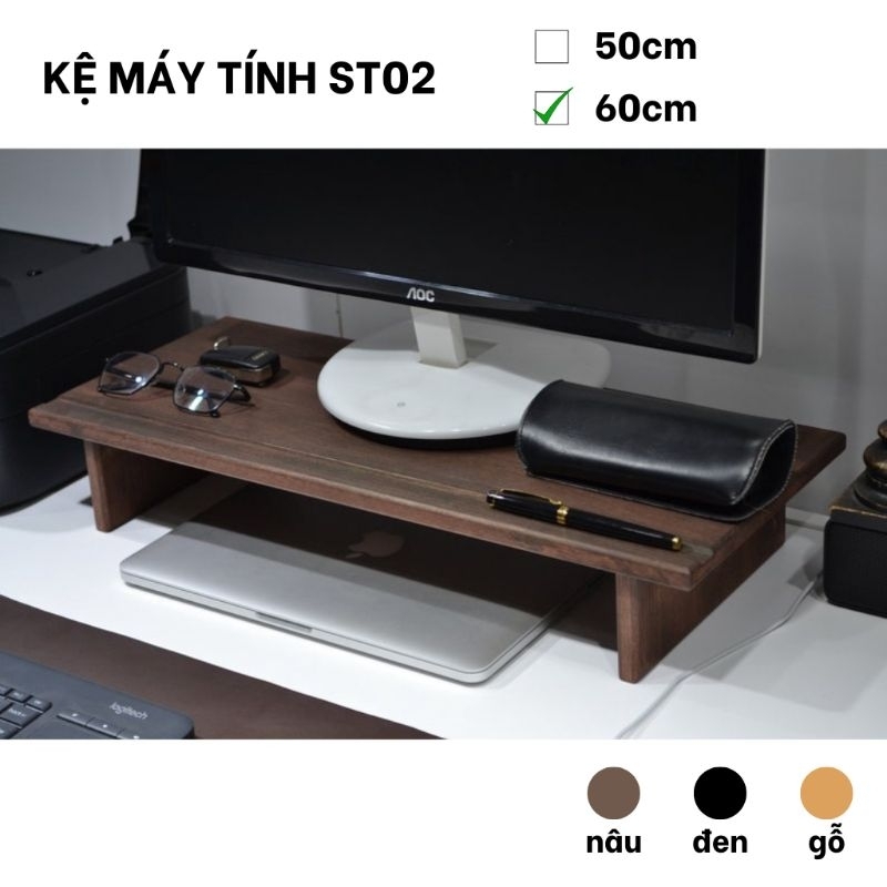 [Giá Xưởng] Kệ Gỗ Để Màn Hình Máy Tính Đa Năng ST02 - Dài 60cm Dành Cho Bàn Phím Full-size, Bàn Phím Văn Phòng