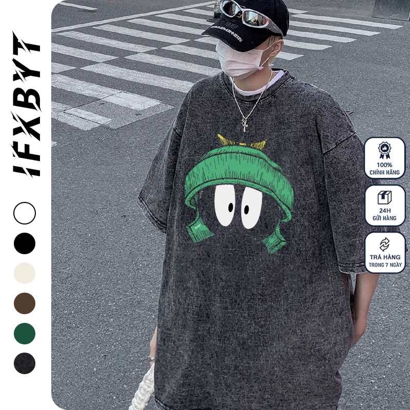 Áo thun phông nam IFXBYT local brand wash đen T-shirt unisex 100% cotton-A2724