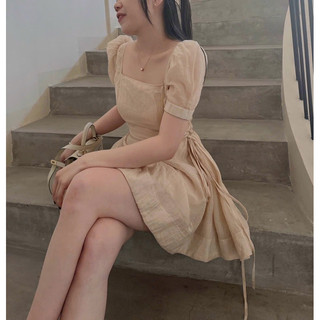 ĐẦM NUDE CỔ VUÔNG ĐAN DÂY EO ✨
