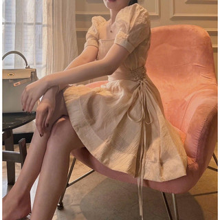 ĐẦM NUDE CỔ VUÔNG ĐAN DÂY EO ✨