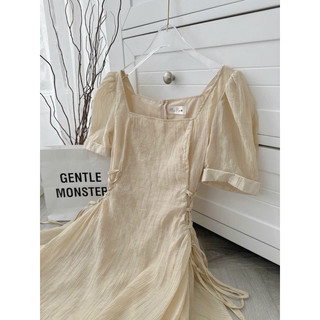 ĐẦM NUDE CỔ VUÔNG ĐAN DÂY EO ✨
