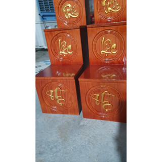 Bục tam cấp, nhị cấp kê ban thần tài, khám thần tài, dát vàng chữ phúc lộc thọ