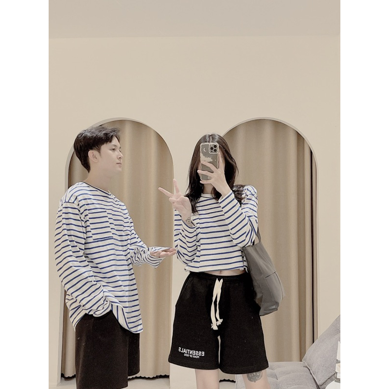 Áo thun tay dài form rộng, áo phông dài tay unisex sọc ngang