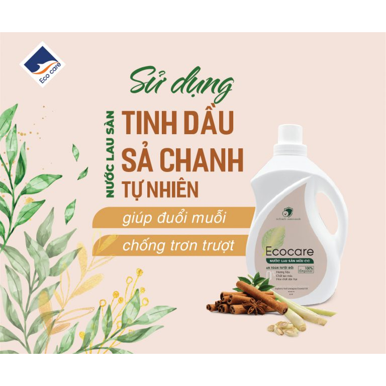 [Premium] Nước lau sàn hữu cơ cao cấp Bồ hòn và Tinh dầu thiên nhiên Ecocare - Diệt khuẩn, Đuổi muỗi, Chống trơn trượt