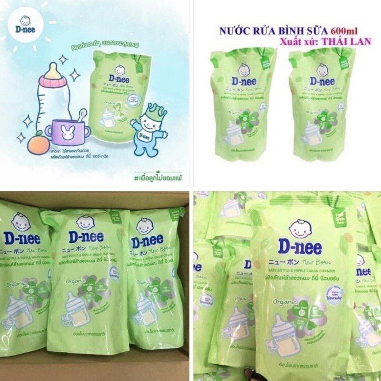Nước rửa bình sữa dnee Organic hàng thái lan túi 600ml / chai 620ml