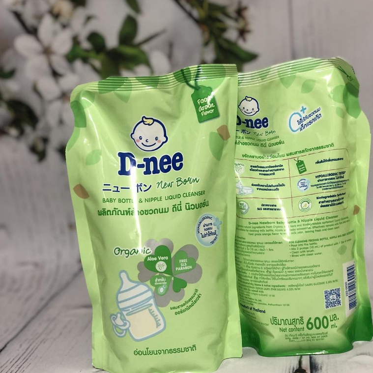 Nước rửa bình sữa dnee Organic hàng thái lan túi 600ml / chai 620ml
