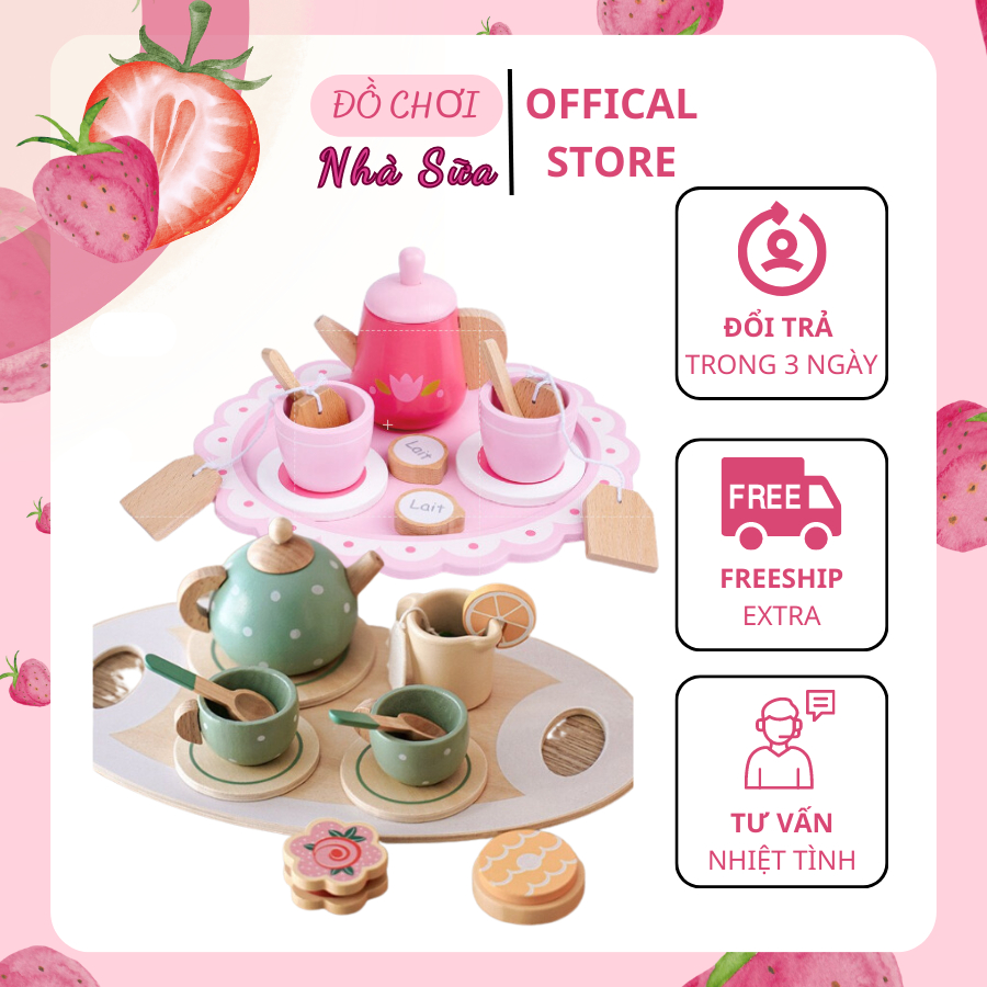 Bộ đồ chơi tiệc uống trà bằng gỗ phát triển kĩ năng cho bé Mother Garden