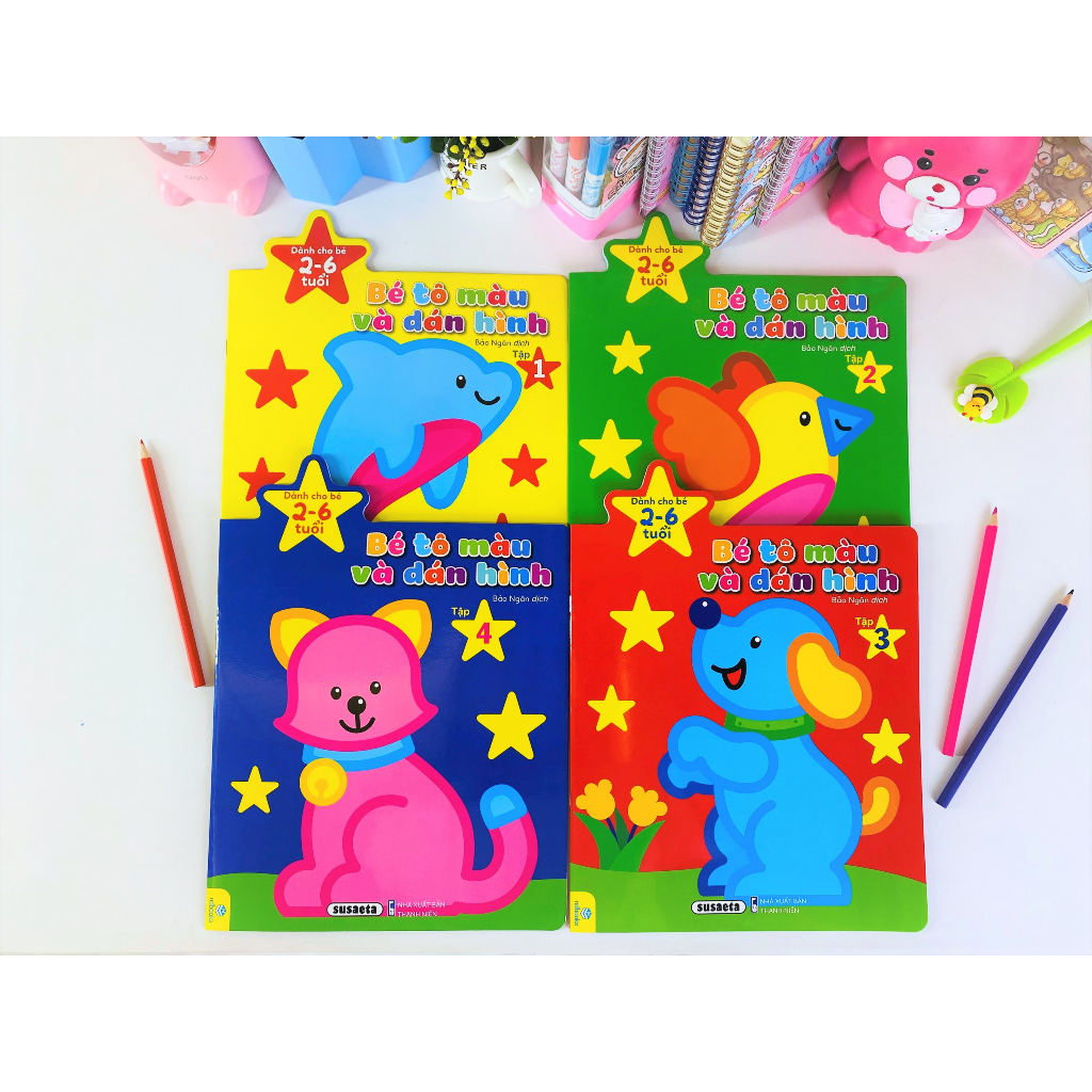 Sách - Bộ 4 cuốn Bé Tô Màu Và Dán Hình (Dành cho bé 2-6 tuổi) - ndbooks