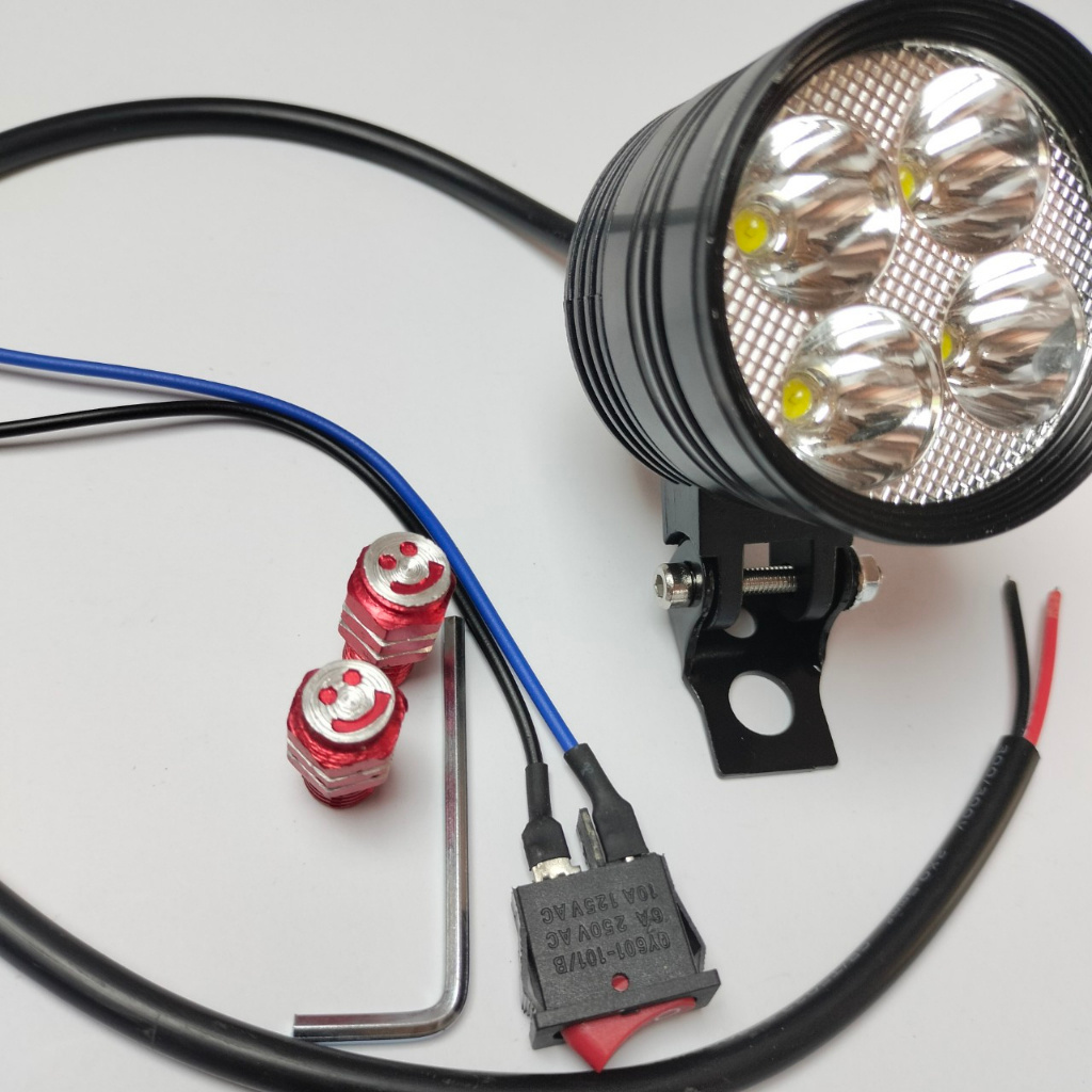 Đèn l4 Xe Điện Ngắn 3 chế độ Siêu sáng_Đèn trợ sáng l4 tặng kèm công tắc + Tem raccing