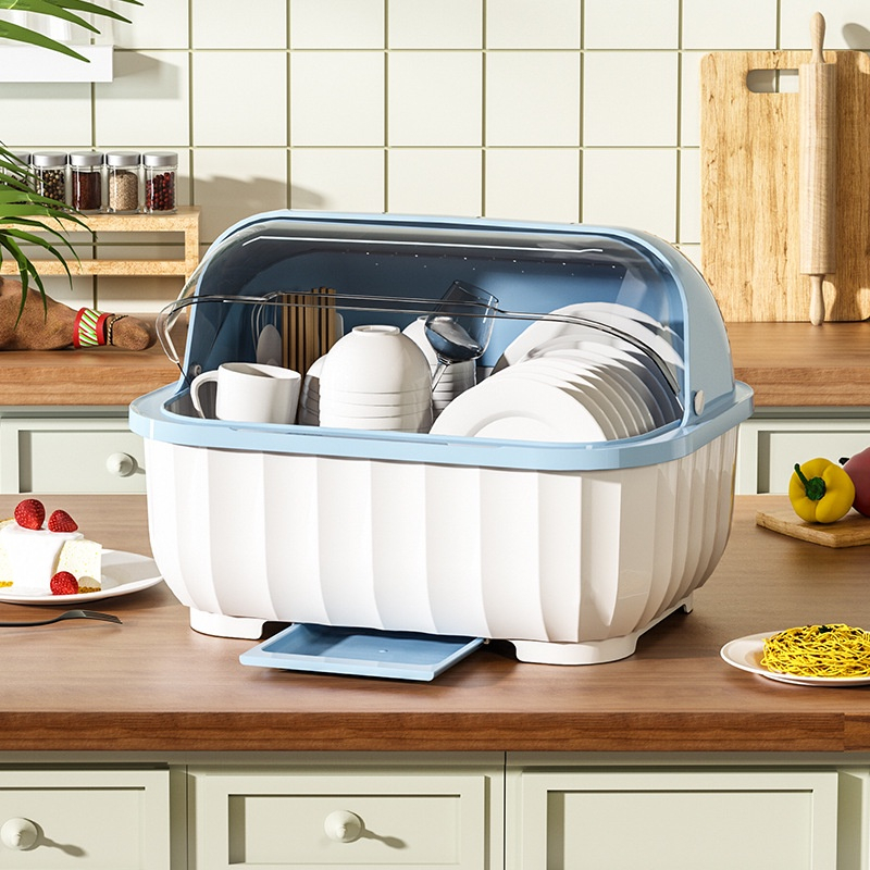 Kệ Úp Bát Đĩa Có Nắp Đậy Cỡ Lớn Nhiều Màu