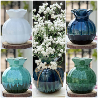 Bình hoa gốm sứ bát tràng dáng lựu cao 16 cm cắm hoa, lọ hoa sứ Bát Tràng trang trí để bàn cao cấp