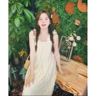 [ORDER] Váy Hai Dây Vàng Nhạt Phối Nhẹ Nhàng VHD09