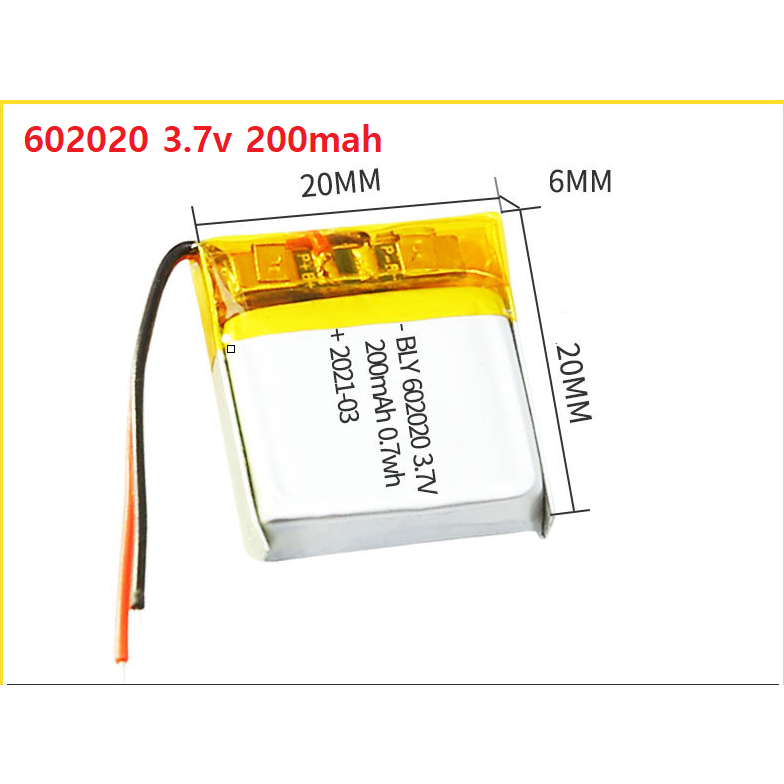 Pin Sạc Lithium Polymer 1s 3.7V 200mah 602020 Cho tai nghe,loa Mp3 MP4 MP5 GPS PSP Bluetooth Mới 100%