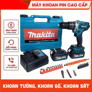 [FREESHIP] MÁY KHOAN MAKITA 199V - KHÔNG CHỔI THAN - CÓ BÚA, BẮT VÍT, SIẾT BULONG, PIN 10 CELL