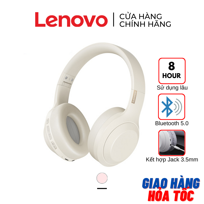 [SẴN HCM] Tai nghe chụp tai Bluetooth Lenovo TH10 - Kết hợp dây rời - Âm thanh nổi - Có micro - Chơi game - màu BEIGE