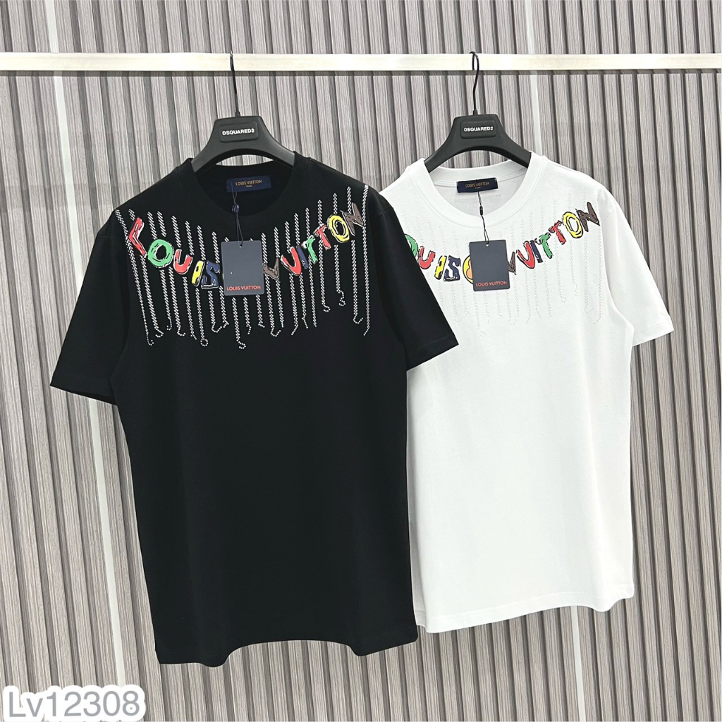 Áo Thun Nam L.v Cotton In Logo Sắc Nét, Áo Phông Nam L.v Trơn In Màu Cao Cấp