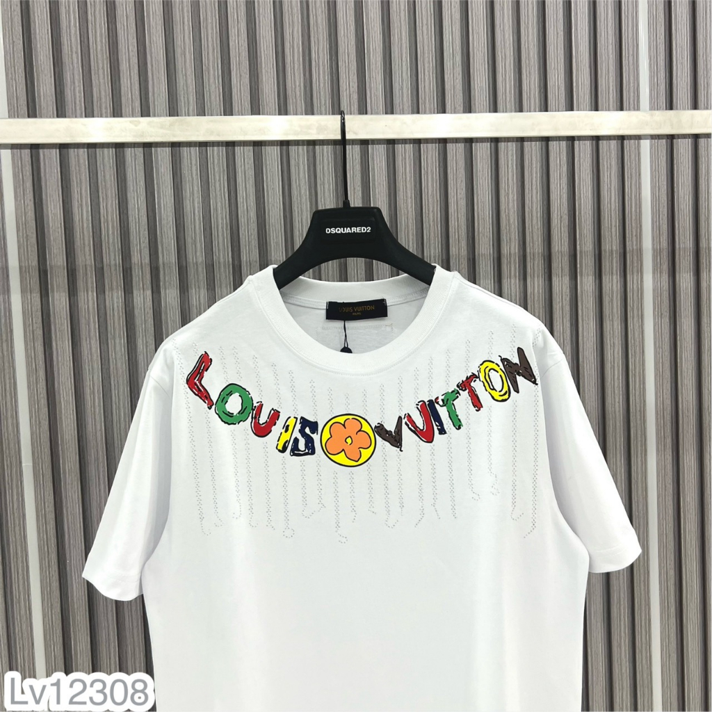 Áo Thun Nam L.v Cotton In Logo Sắc Nét, Áo Phông Nam L.v Trơn In Màu Cao Cấp