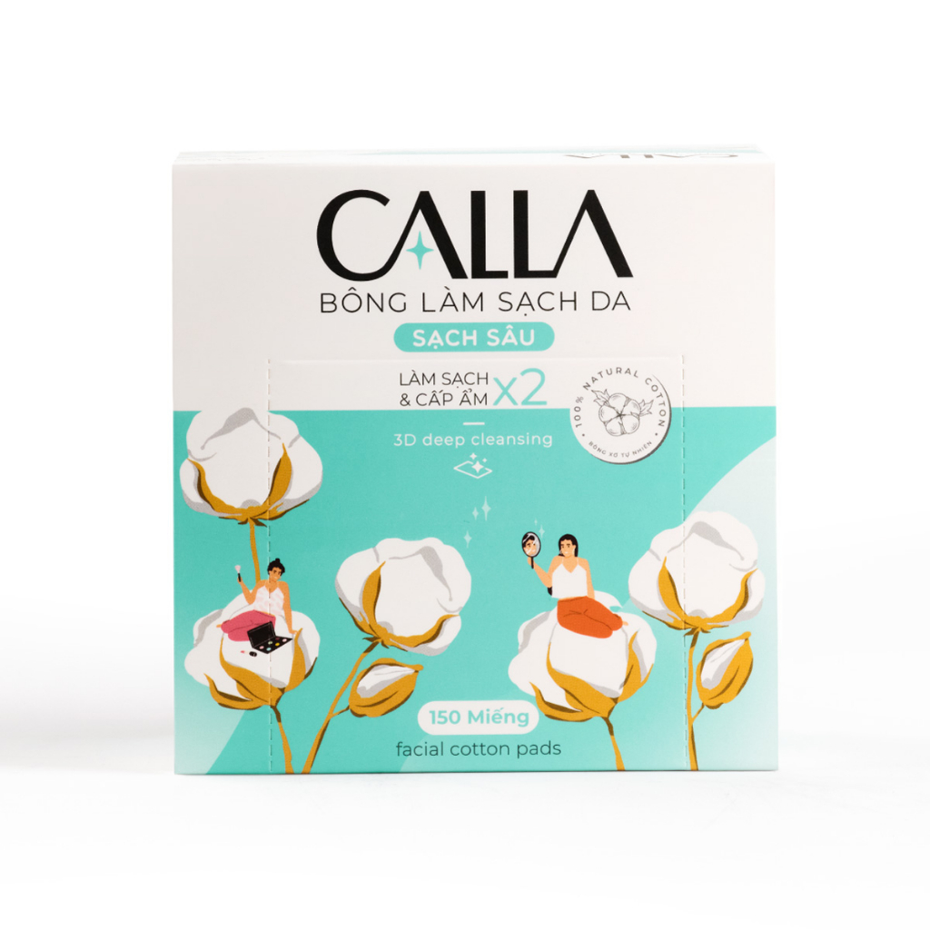 Combo 2 Hộp Bông Tẩy trang làm sạch da Calla Sạch Sâu 150 miếng/hộp
