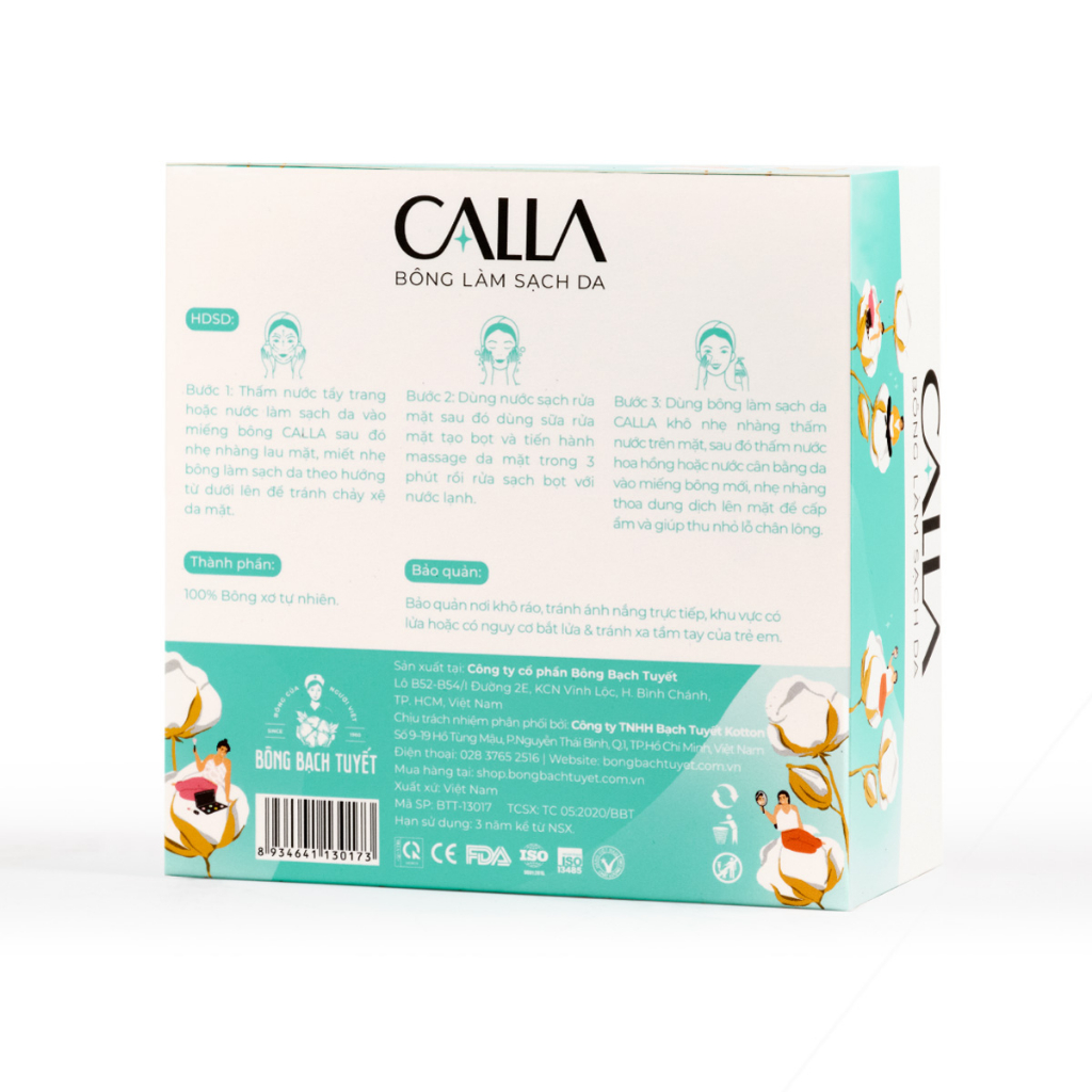Combo 2 Hộp Bông Tẩy trang làm sạch da Calla Sạch Sâu 150 miếng/hộp