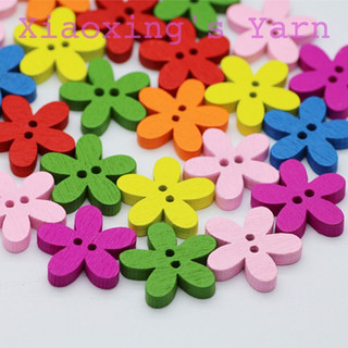 10 cái nút hoa gỗ nhiều màu sắc làm thủ công handmade DIY | Xiaoxingyarn