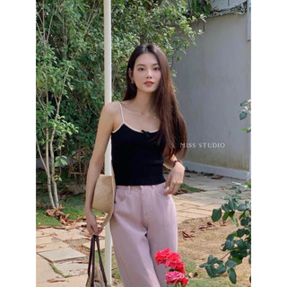 Áo 2 dây len mịn dáng croptop
