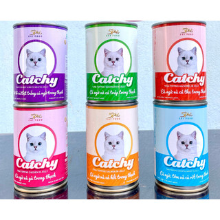 Pate catchy dạng thạch cho mèo - lon 400g/170g