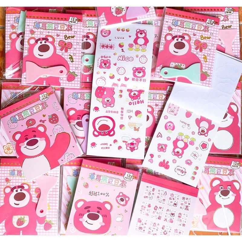 Sticker Miếng Dán Gấu Dâu Lotso Dán Số/ Nhật ký/ Laptop/ Máy tính/ Lưu bút Deperier