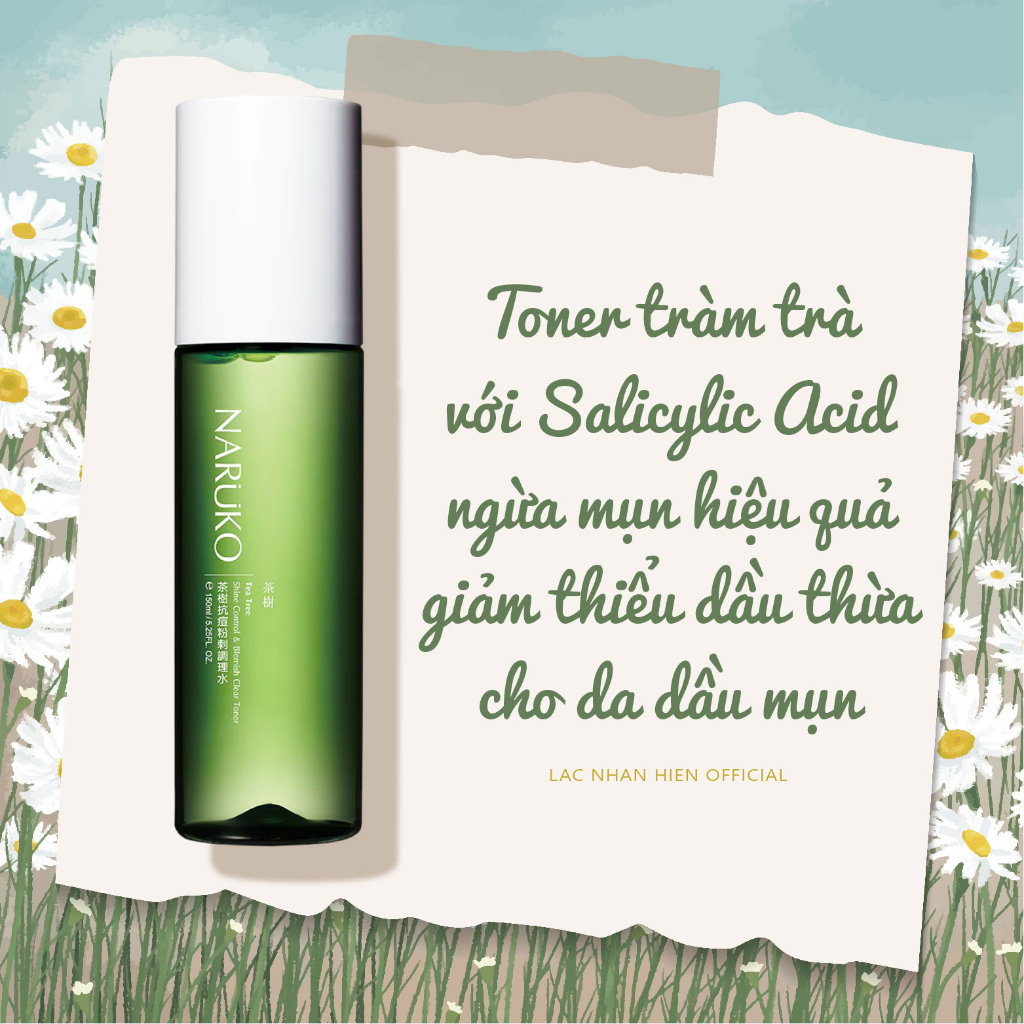 TONER TRÀM TRÀ NGỪA MỤN KIỀM DẦU NARUKO TEA TREE SHINE CONTROL & BLEMISH CLEAR TONER CHO DA DẦU MỤN