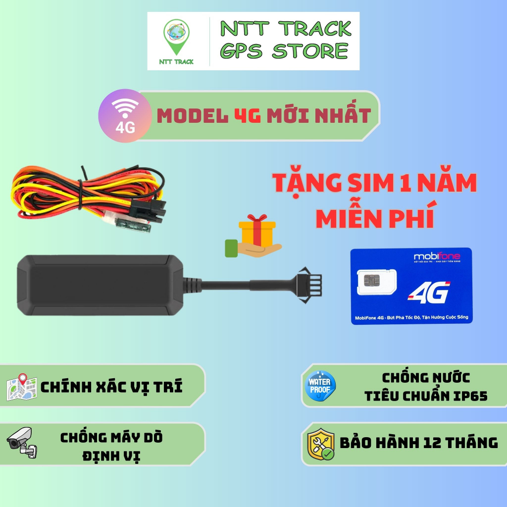 Thiết bị định vị GPS xe máy ô tô CJ780 model 4G bảo hành 12 tháng