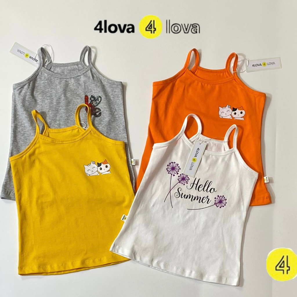 Áo 2 dây thun cotton cho bé gái 4LOVA chất mềm mại thoáng mát co giãn tốt KID182