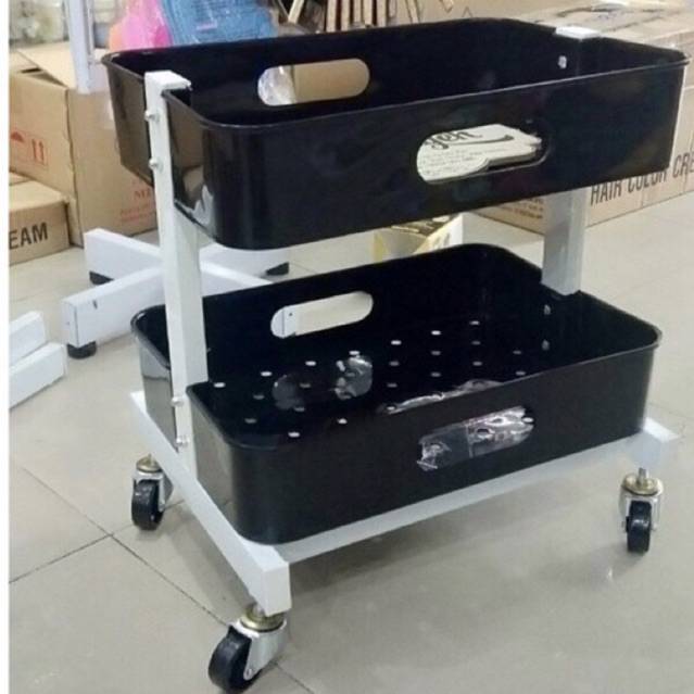 Xe đẩy dành cho tiệm nail spa 2 tầng khung sắt siêu bền