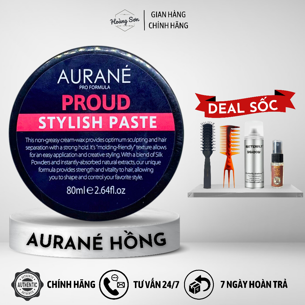 Sáp vuốt tóc nam Aurané Proud Stylish Paste 80ml Chính hãng - Sáp Aurane đỏ phù hợp tóc mỏng khô xơ