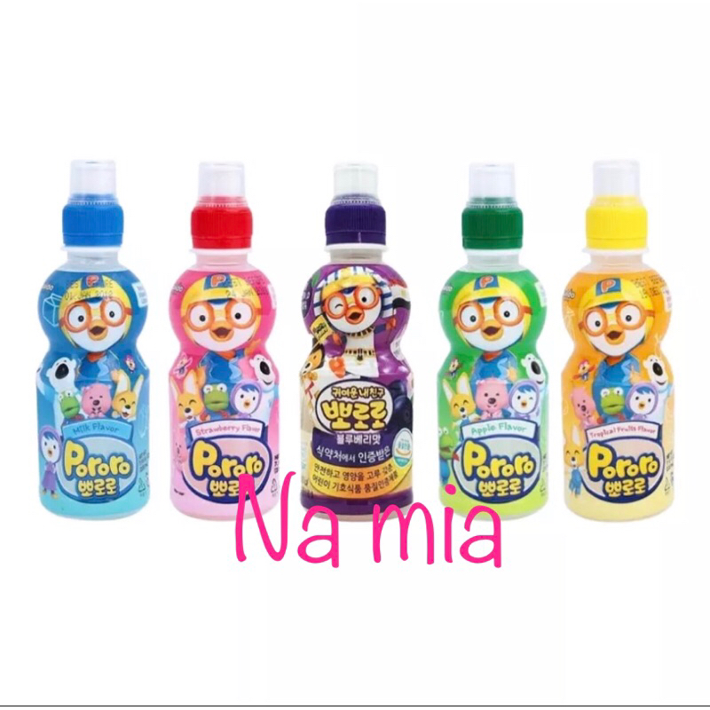 Nước uống trái cây PORORO đủ hương vị 235ml: sữa, dâu, việt quất, trái cây