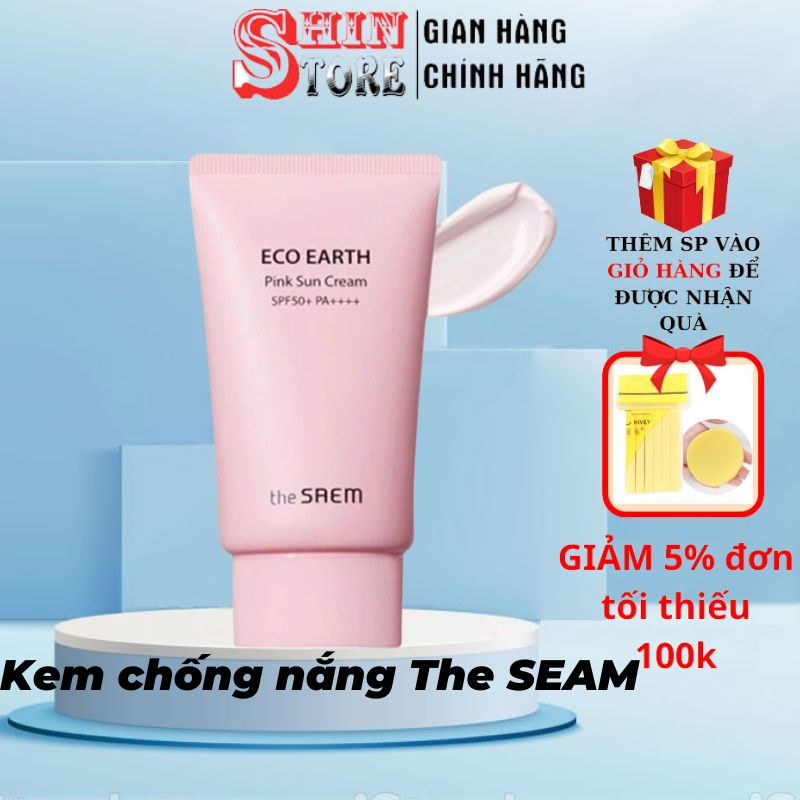 Kem Chống Nắng The Saem Eco Earth Power Sun Cream 50ml- Hồng