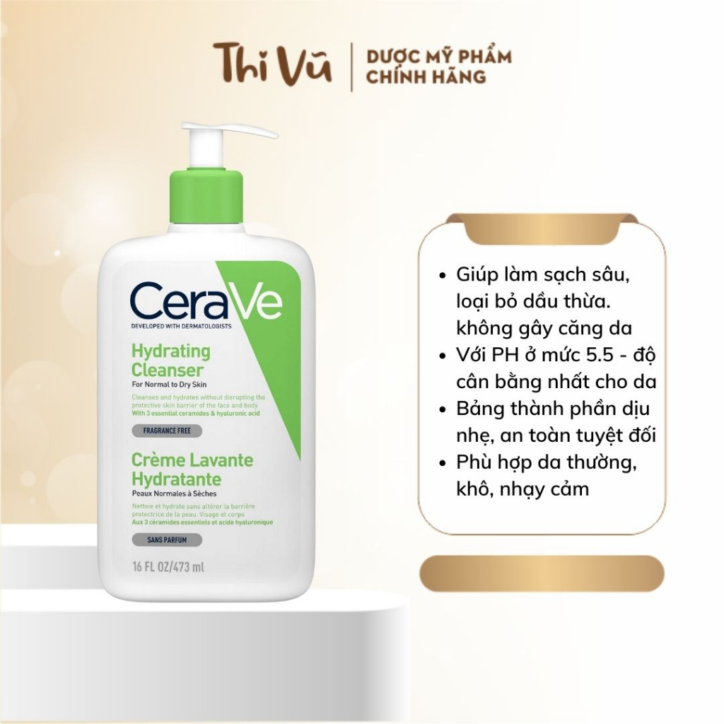 Sữa rửa mặt cho da dầu mụn khô nhạy cảm Cerave 236ml 473ml