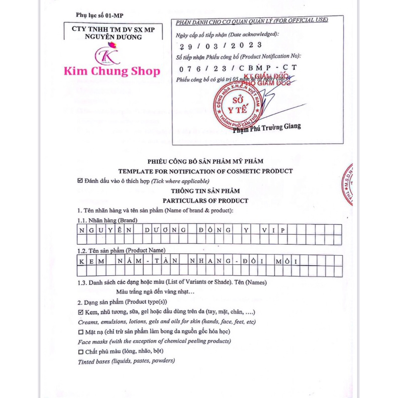 Tổng hợp các loại kem nguyên liệu, kem phôi mặt hàng chuẩn