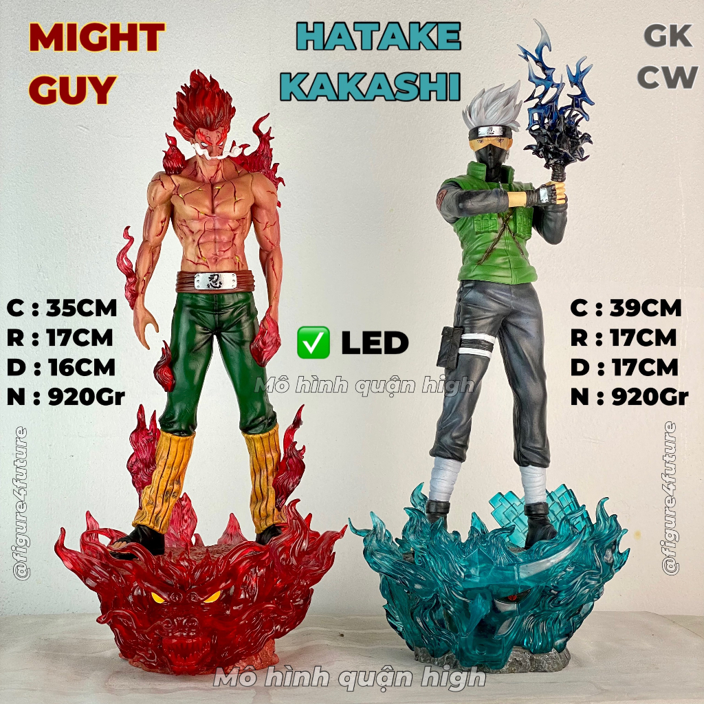 Mô hình Might Guy và Kakashi dáng đứng cao 35Cm và 39cm - Naruto figure GK CW có LED - kakashi đứng trên susano