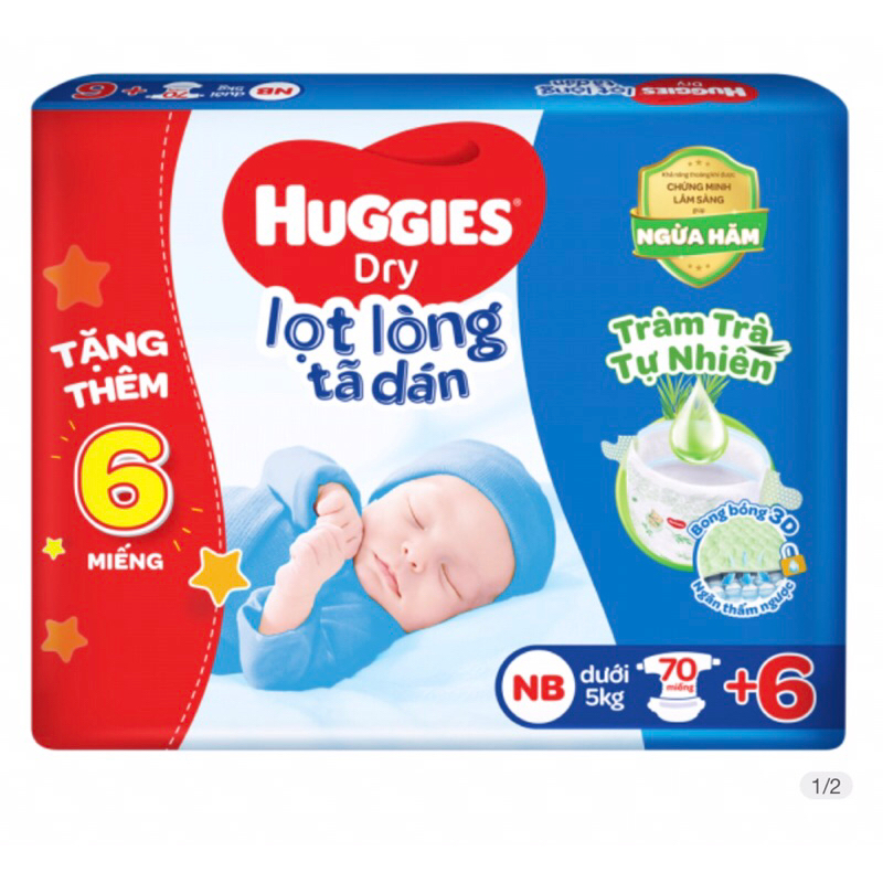 Tã-Bỉm dán sơ sinh Huggies NB76(70+6)