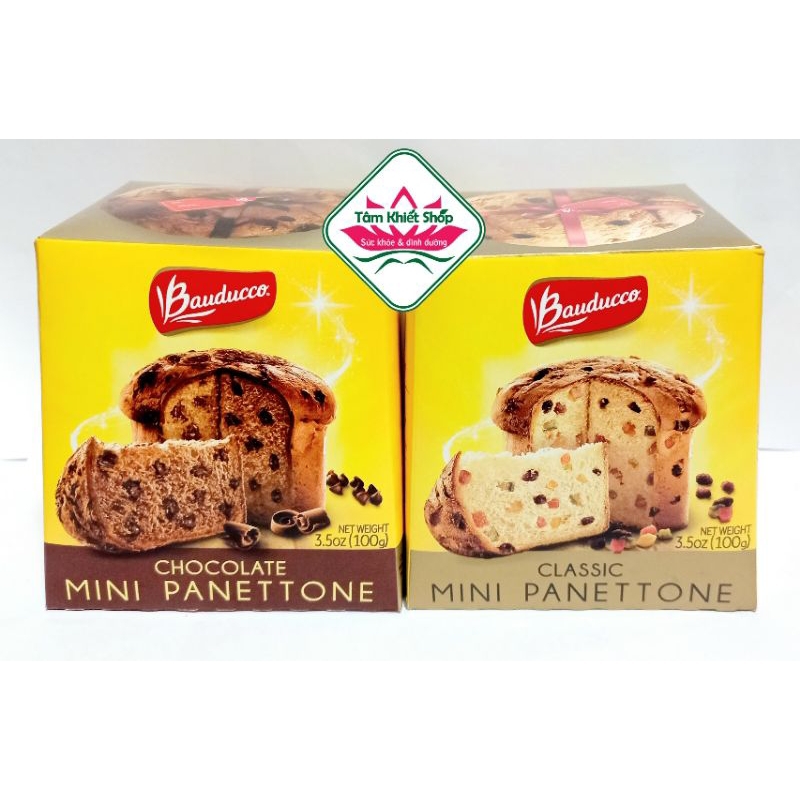 2 vị hộp 100 g Bánh bông lan trái cây socola Bauducco Panettone Classic,date: 9/4_24
