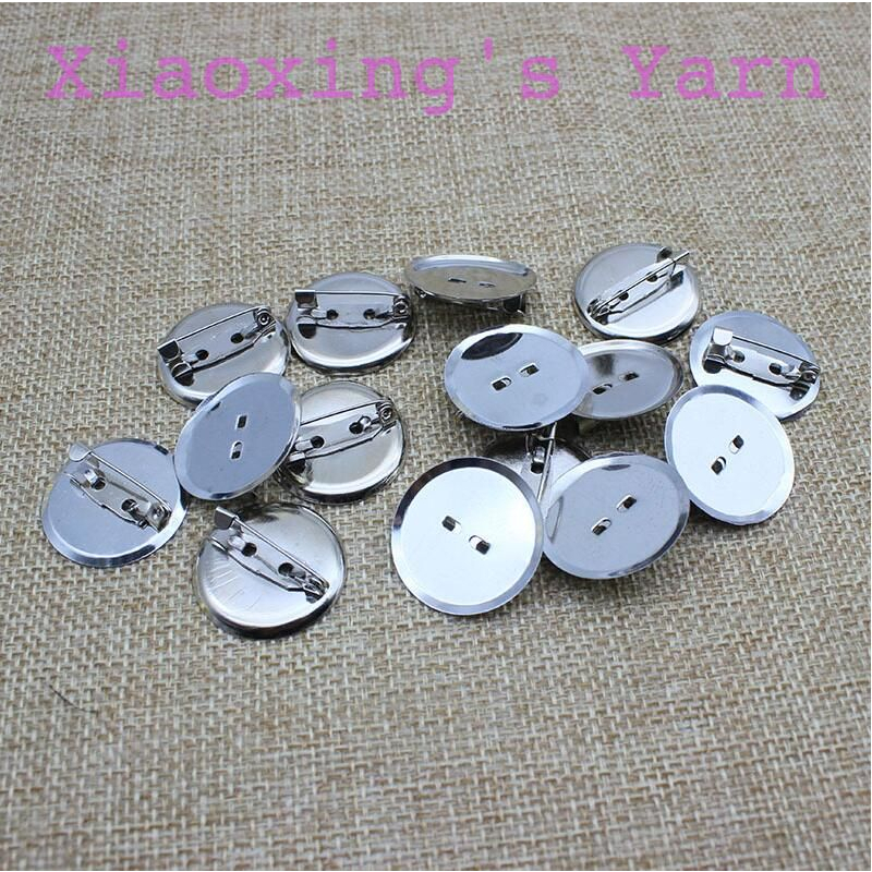 10 Ghim cài áo đế tròn hình dĩa kim loại không rỉ kèm kim băng,nhiều kích cỡ màu bạc làm thủ công handmade |Xiaoxingyarn