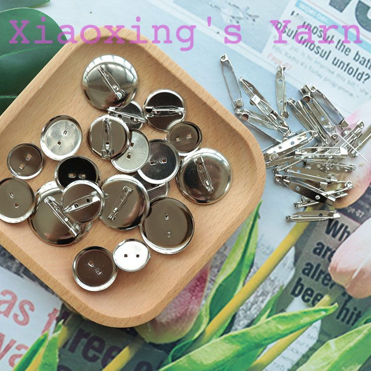 10 Ghim cài áo đế tròn hình dĩa kim loại không rỉ kèm kim băng,nhiều kích cỡ màu bạc làm thủ công handmade |Xiaoxingyarn
