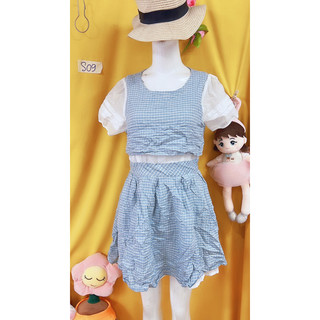 Đầm kẻ xanh size s-m.s09