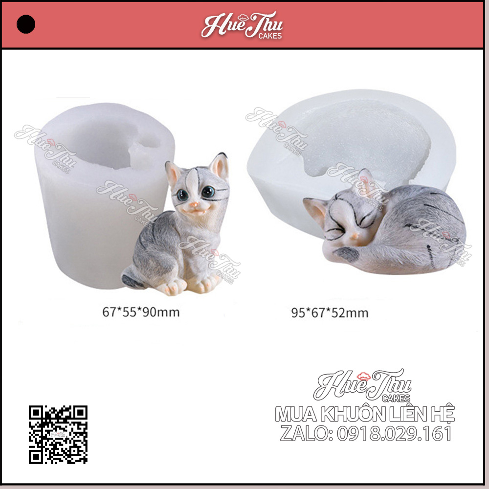 Khuôn silicon con Mèo đổ tạo hình cho bánh rau câu 3D, 4D