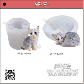 Khuôn silicon con Mèo đổ tạo hình cho bánh rau câu 3D, 4D