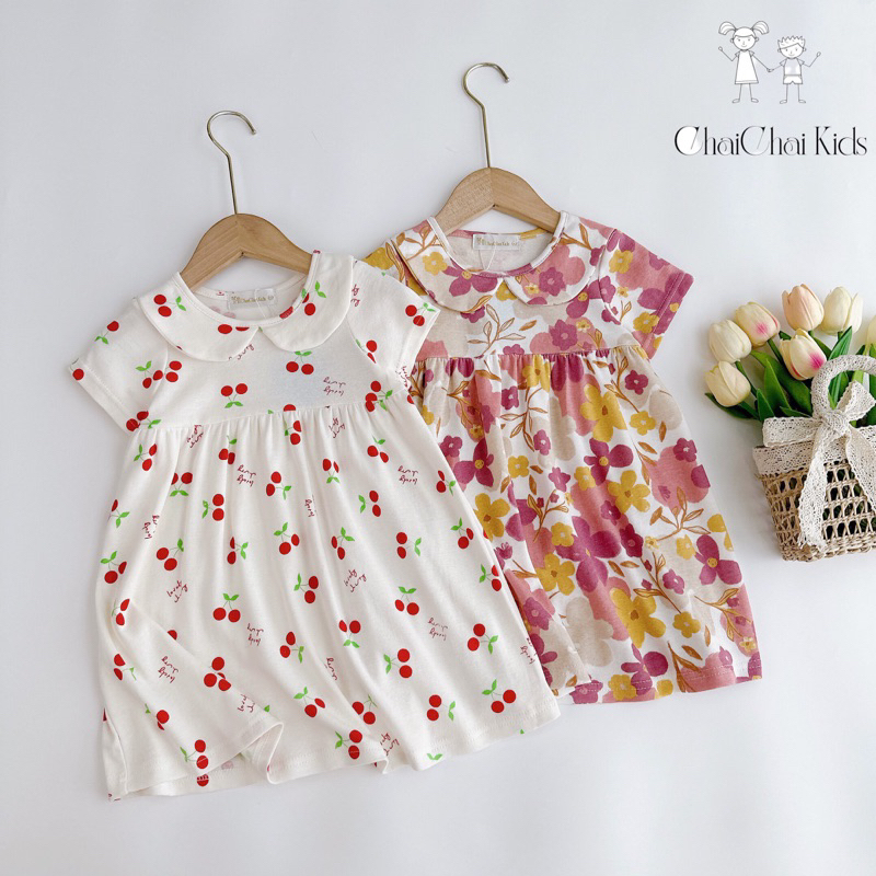 Váy thun cổ sen ChaiChai Kids xuất Nhật