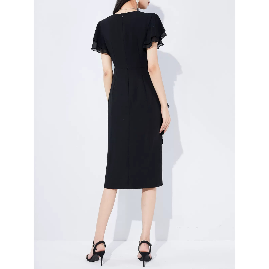 ĐẦM ĐEN DÁNG ÔM, CHẤT COTTON THÁI CO GIÃN, FORM THANH LỊCH, SANG TRỌNG