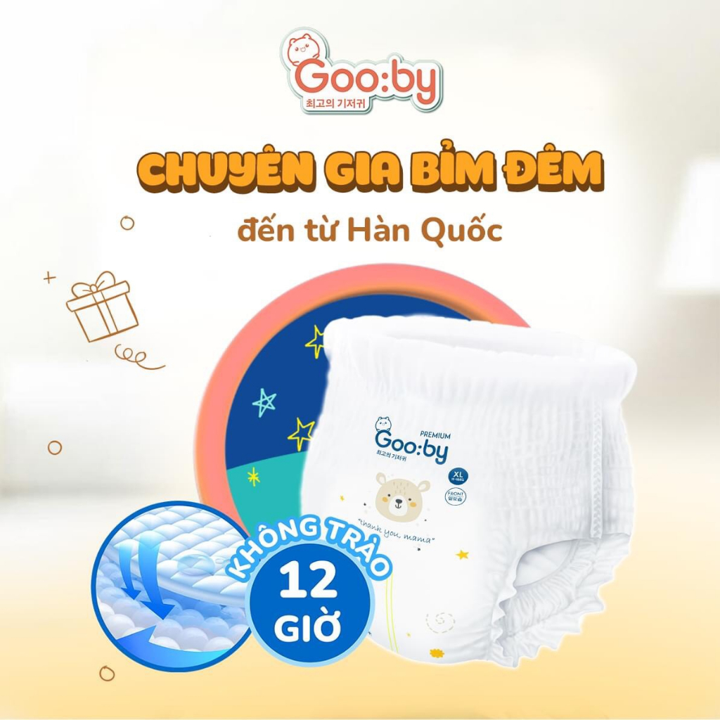 Tã/bỉm quần Gooby mềm mại, an toàn, siêu thấm hút size M/L/XL/XXL/XXXL cho bé từ 6kg
